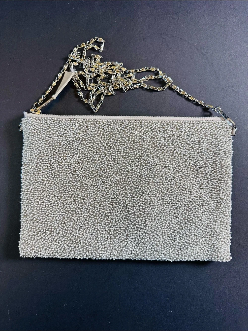 G-LISH Silver Rhinestone Beaded Evening Clutch Crossbody | Crystal Starburst